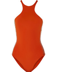 Orange Embellished Swimsuit