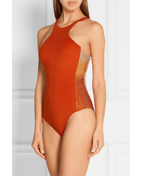 La Perla Radiance Sequin Embellished Swimsuit Bright Orange