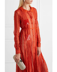 Valentino Embellished Organza Trimmed Lace And Tulle Gown Orange