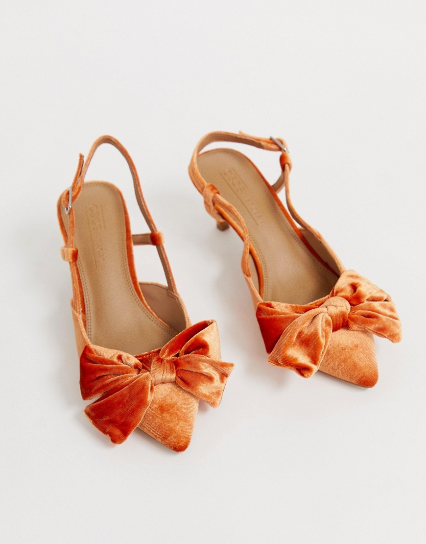 orange velvet heels