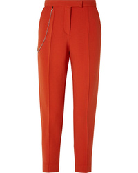 Orange Embellished Wool Dress Pants