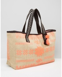 Mango Embroidered Beach Bag