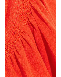 MICHAEL Michael Kors Michl Michl Kors Embroidered Hammered Crepe Blouse Bright Orange