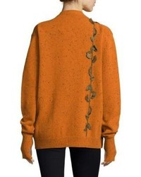 Christopher Kane Flower Embroidered Wool Cardigan
