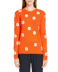 Orange Embroidered Crew-neck Sweater
