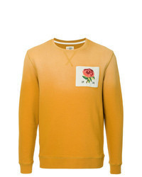 Orange Embroidered Crew-neck Sweater
