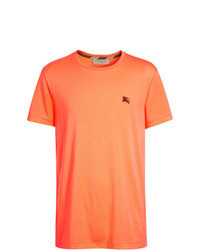Orange Embroidered Crew-neck T-shirt