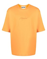 Moschino Logo Embroidered Organic Cotton T Shirt