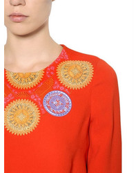 Peter Pilotto Cropped Embroidered Viscose Cady Top