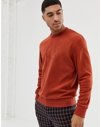 Fred Perry Embroidered Fleece Sweatshirt In Orange