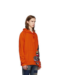 Greg Lauren Orange Paul And Shark Edition Patchwork Hoodie