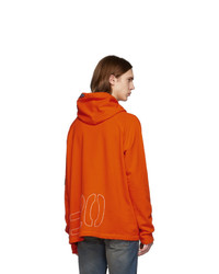 Greg Lauren Orange Paul And Shark Edition Patchwork Hoodie