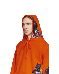 Greg Lauren Orange Paul And Shark Edition Patchwork Hoodie