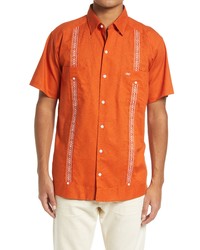 TEXAS STANDARD Cotton Linen Guayabera Shirt In Orange At Nordstrom