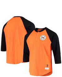 Mitchell & Ness Orange San Francisco Giants Mays Say Hey Unbeaten Henley Raglan 34 Sleeve T Shirt At Nordstrom