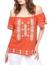 Sanctuary Magnolia Embroidered Off The Shoulder Top