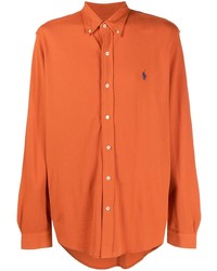 Orange Embroidered Polo Neck Sweater