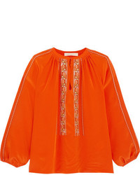 Vanessa Bruno Honor Embroidered Silk Blouse Orange
