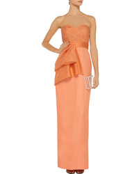 Mikael Mikl Aghal Bow Embellished Silk Chiffon Gown