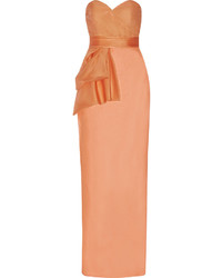 Mikael Mikl Aghal Bow Embellished Silk Chiffon Gown