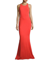 Marchesa Notte Sleeveless Stretch Crepe Beaded Back Gown