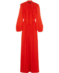 Giambattista Valli Ruffled Silk Georgette Gown Orange