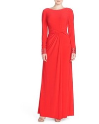 Vince Camuto Studded Jersey Fit Flare Gown