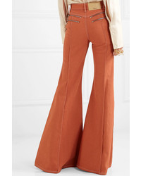 Chloé Zip Embellished High Rise Flared Jeans