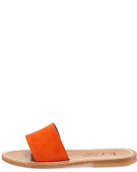 K. Jacques Anacapri Wide Band Slide Sandal Velours Naranja
