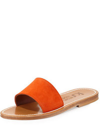 K. Jacques Anacapri Wide Band Slide Sandal Velours Naranja