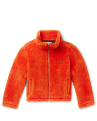 Orange Fleece Bomber Jacket