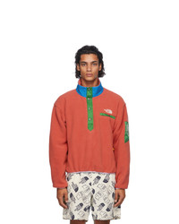 Orange Fleece Mock-Neck Sweater