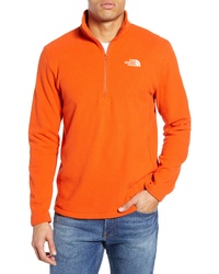 Orange Fleece Zip Neck Sweater