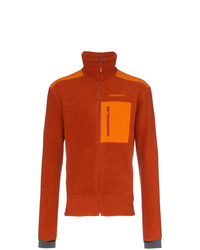 Orange Fleece Zip Sweater