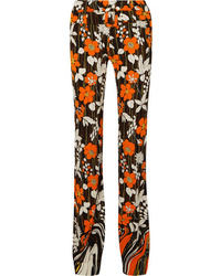 Orange Floral Dress Pants