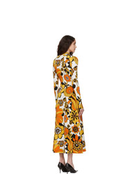 Kwaidan Editions Orange Floral Jacquard Turtleneck Dress