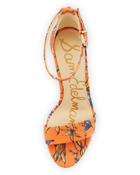 Sam Edelman Yaro Floral Block Heel Sandal Orange