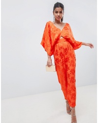 ASOS DESIGN Jumpsuit With Kimono Sleeve And Cut Out Detail In Jacquard