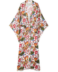 We Are Leone Floral Print Silk Charmeuse Kimono