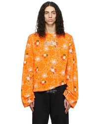 Orange Floral Long Sleeve T-Shirt