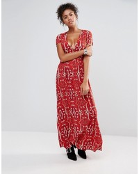 Glamorous Floral Maxi Dress With V Neck