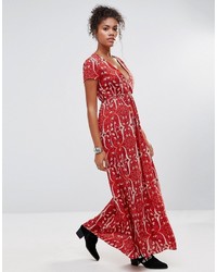 Glamorous Floral Maxi Dress With V Neck