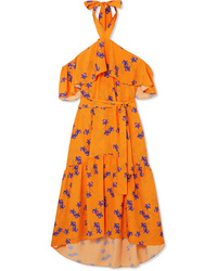 Borgo De Nor Josephine Cold Shoulder Floral Print Crepe Maxi Dress