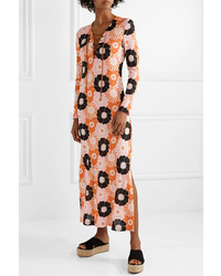 Miu Miu Med Floral Print Stretch Jersey Maxi Dress