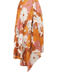 Orange Floral Midi Skirt