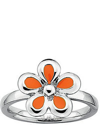 jcpenney Fine Jewelry Personally Stackable Sterling Silver Orange Flower Stackable Ring