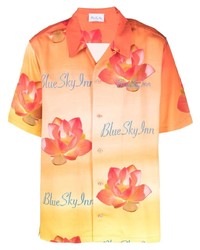 BLUE SKY INN Lotus Print Shortsleeved Bowling Shirt
