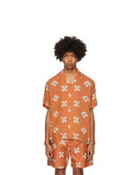 Saturdays Nyc Orange Floral Canty Ikat Shirt