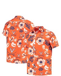 Wes & Willy Orange Virginia Cavaliers Floral Button Up Shirt At Nordstrom