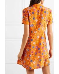 LHD Cleceau Floral Print Silk Crepe De Chine Mini Dress